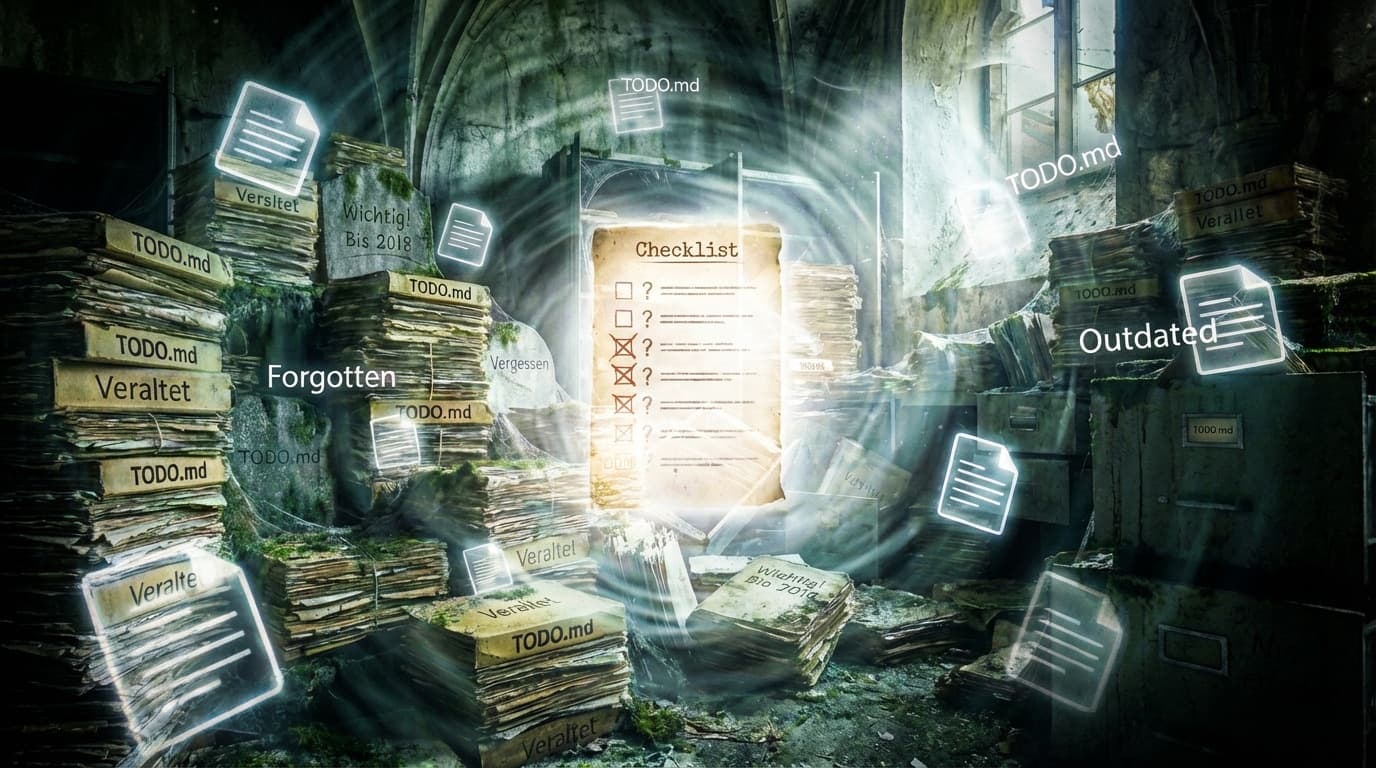 Dusty archive filled with forgotten TODO.md files