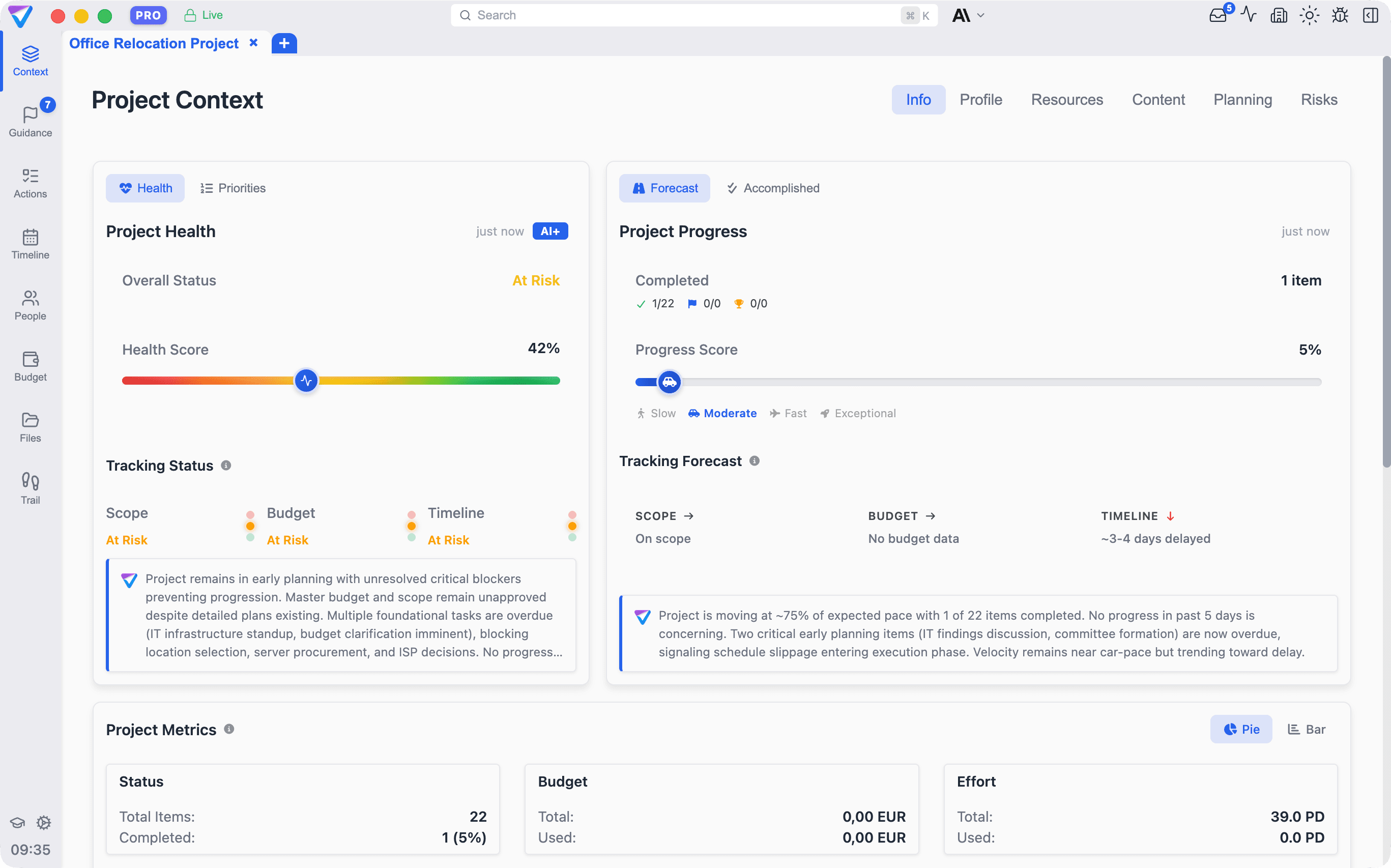 TensorPM project context screenshot