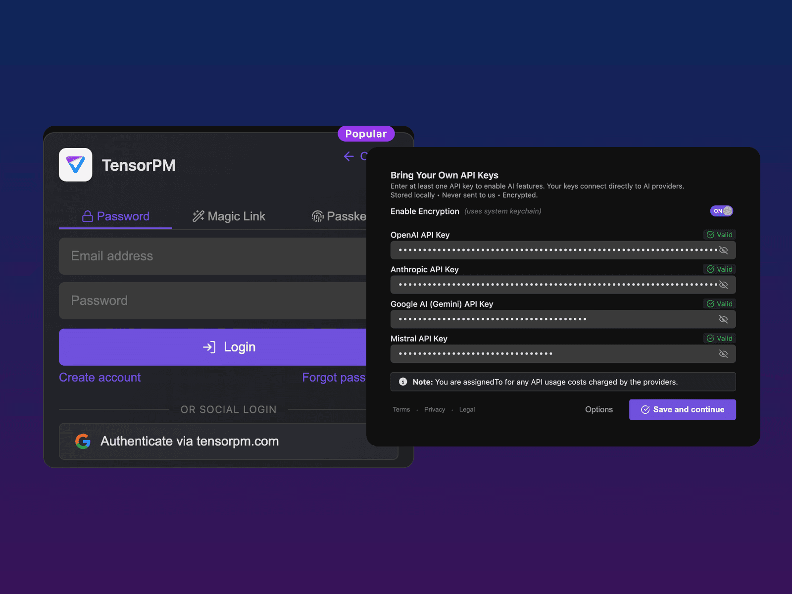 Set up your API key or create an account
