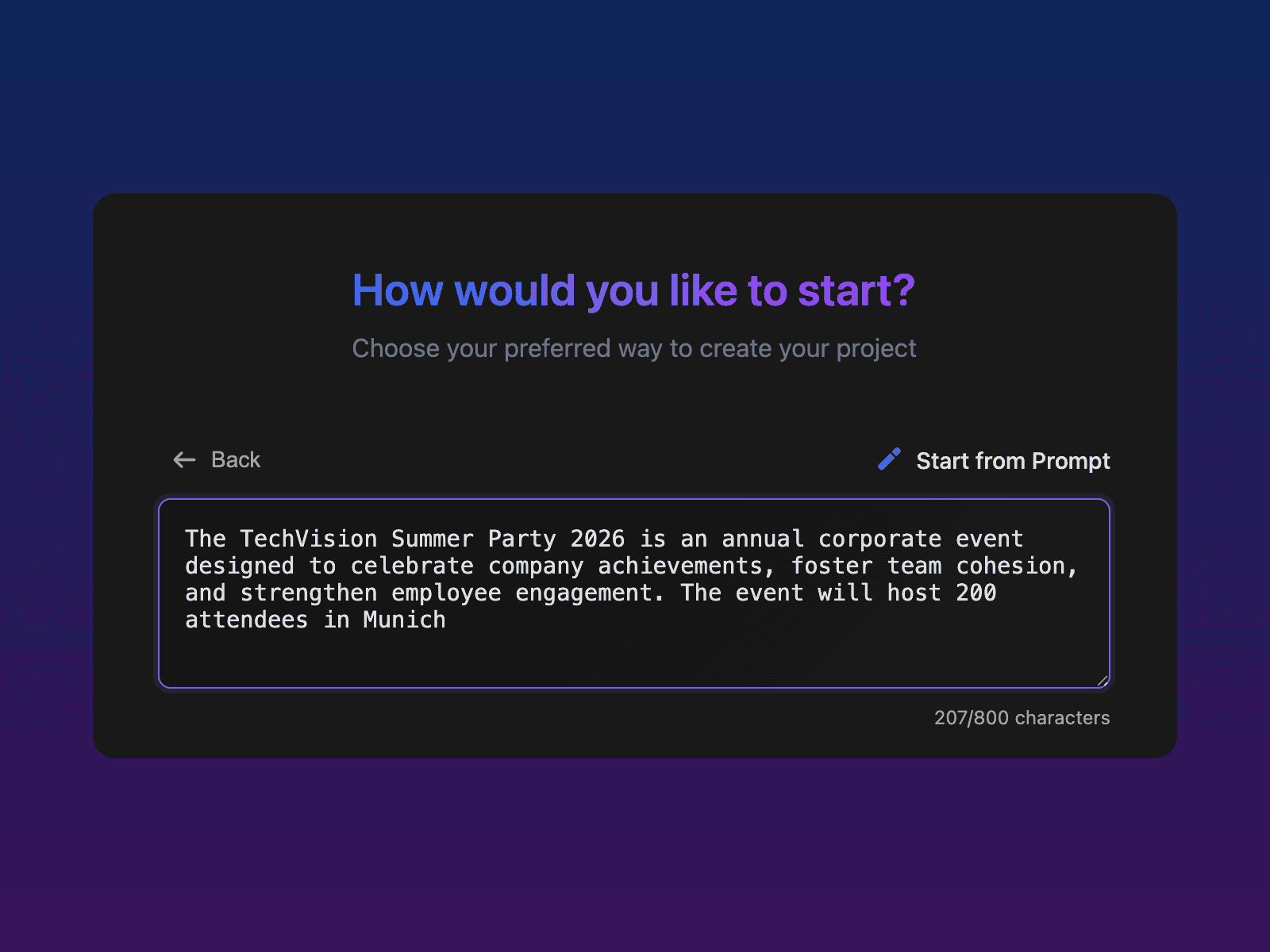 Create your project from a simple prompt