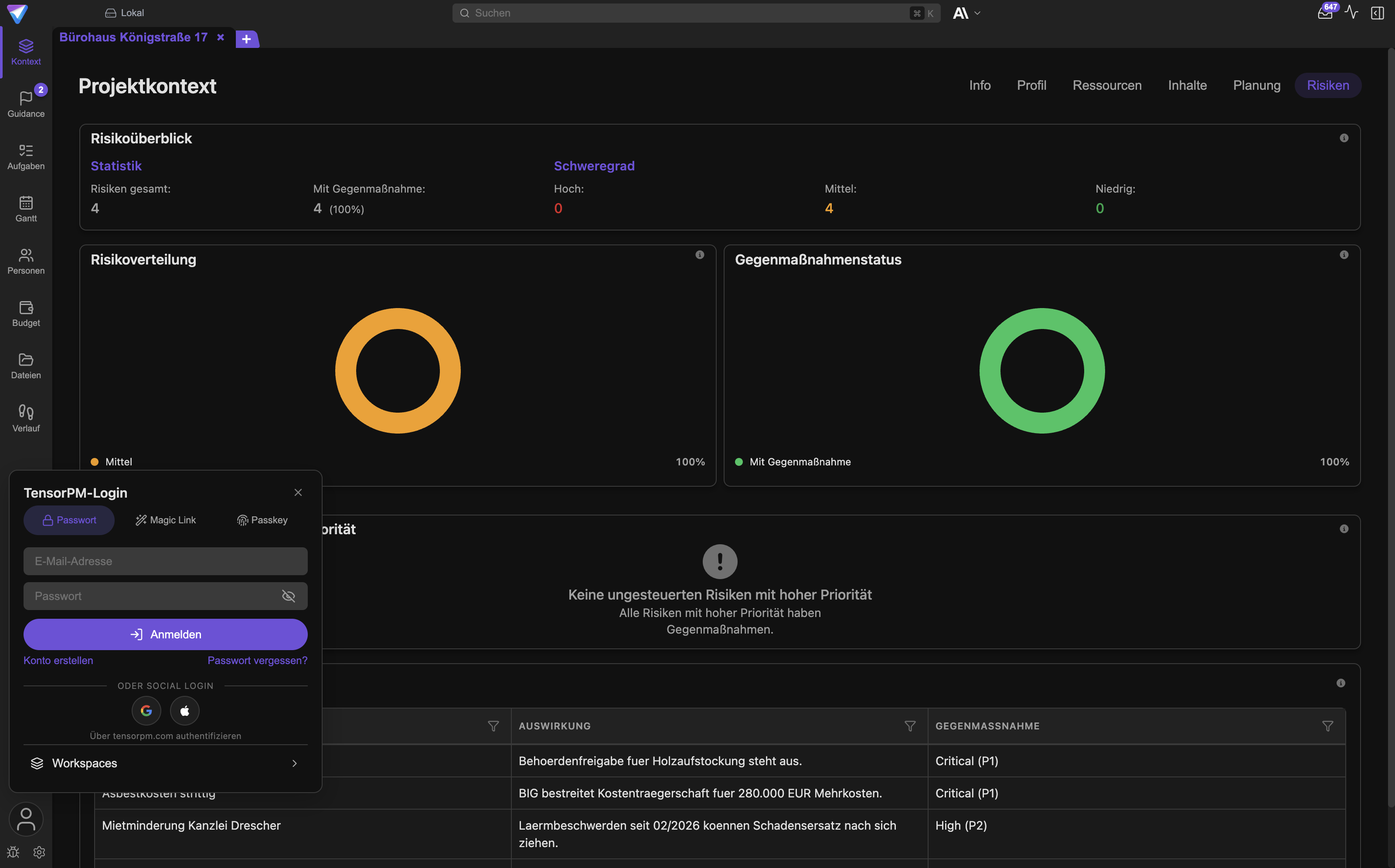 Das Konto-Popover unten links. Der Eintrag Workspaces am unteren Rand führt zur Workspace-Verwaltung.