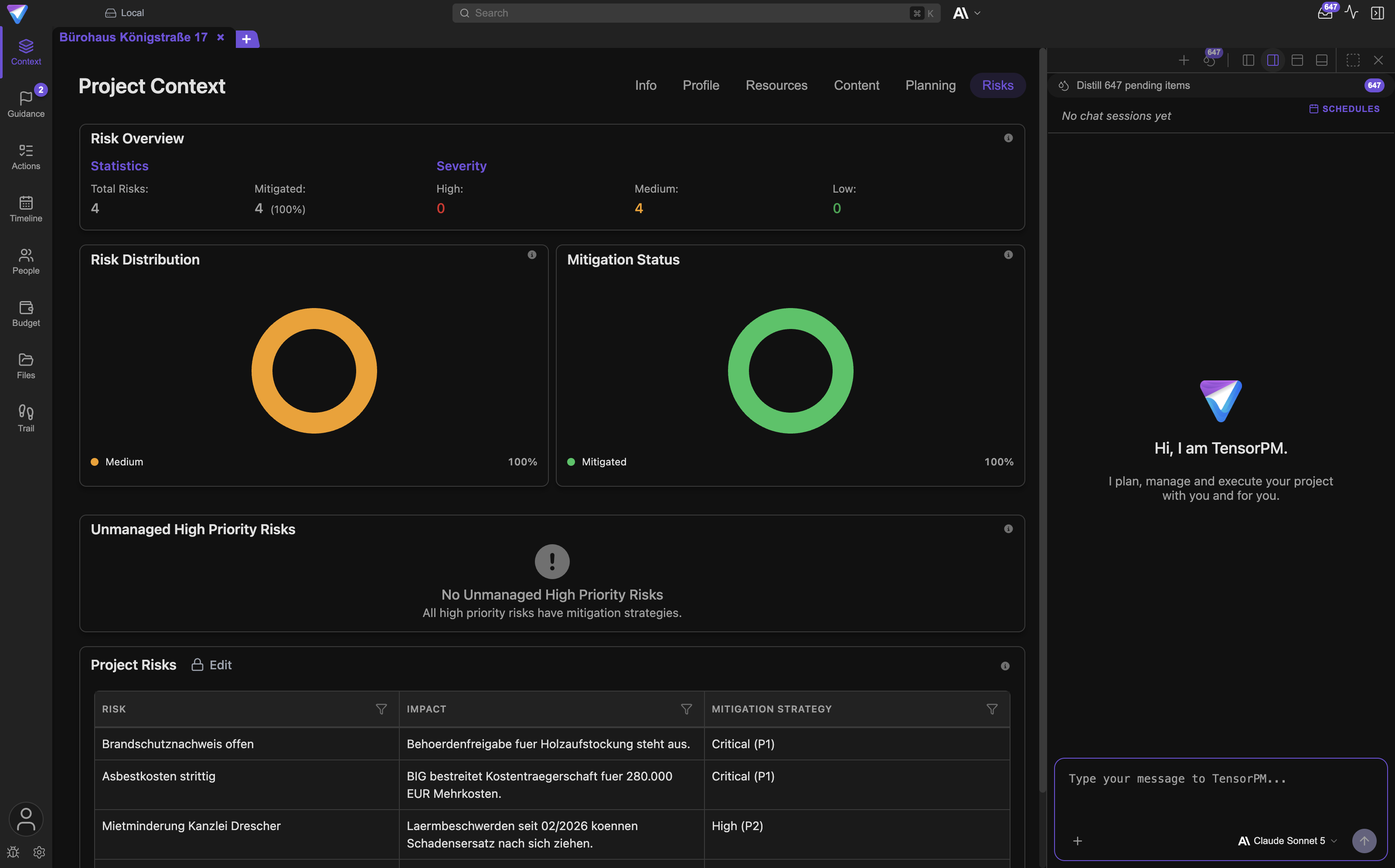 The open AI panel next to the project view. This is where you describe the result you need.