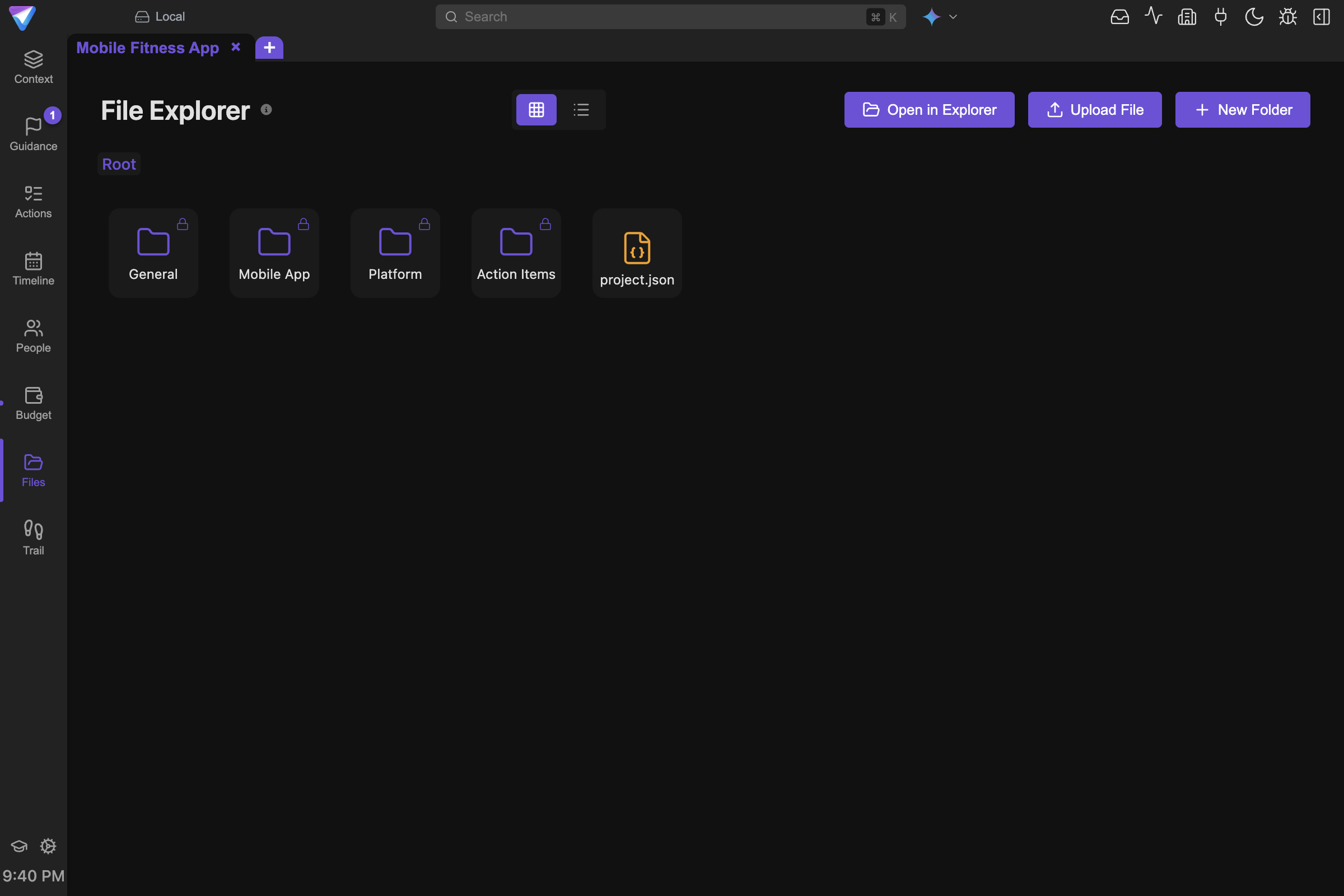 Screenshot of the TensorPM File Explorer.